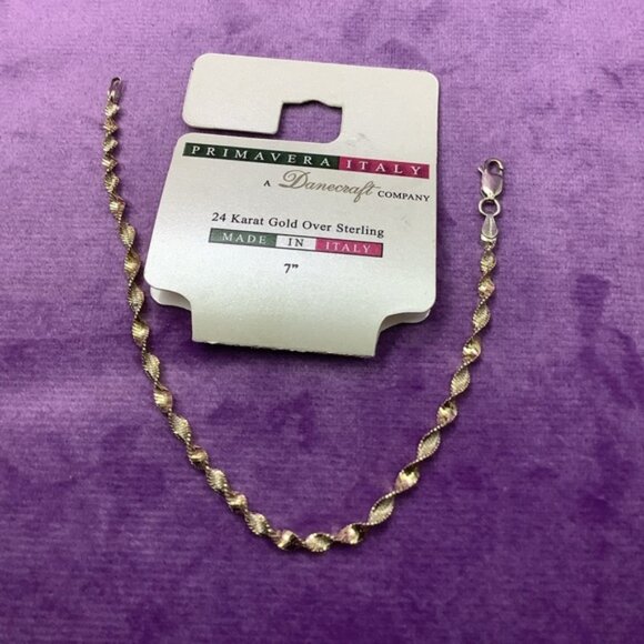 Vintage 24kt gold over Sterling bracelet - Picture 1 of 4